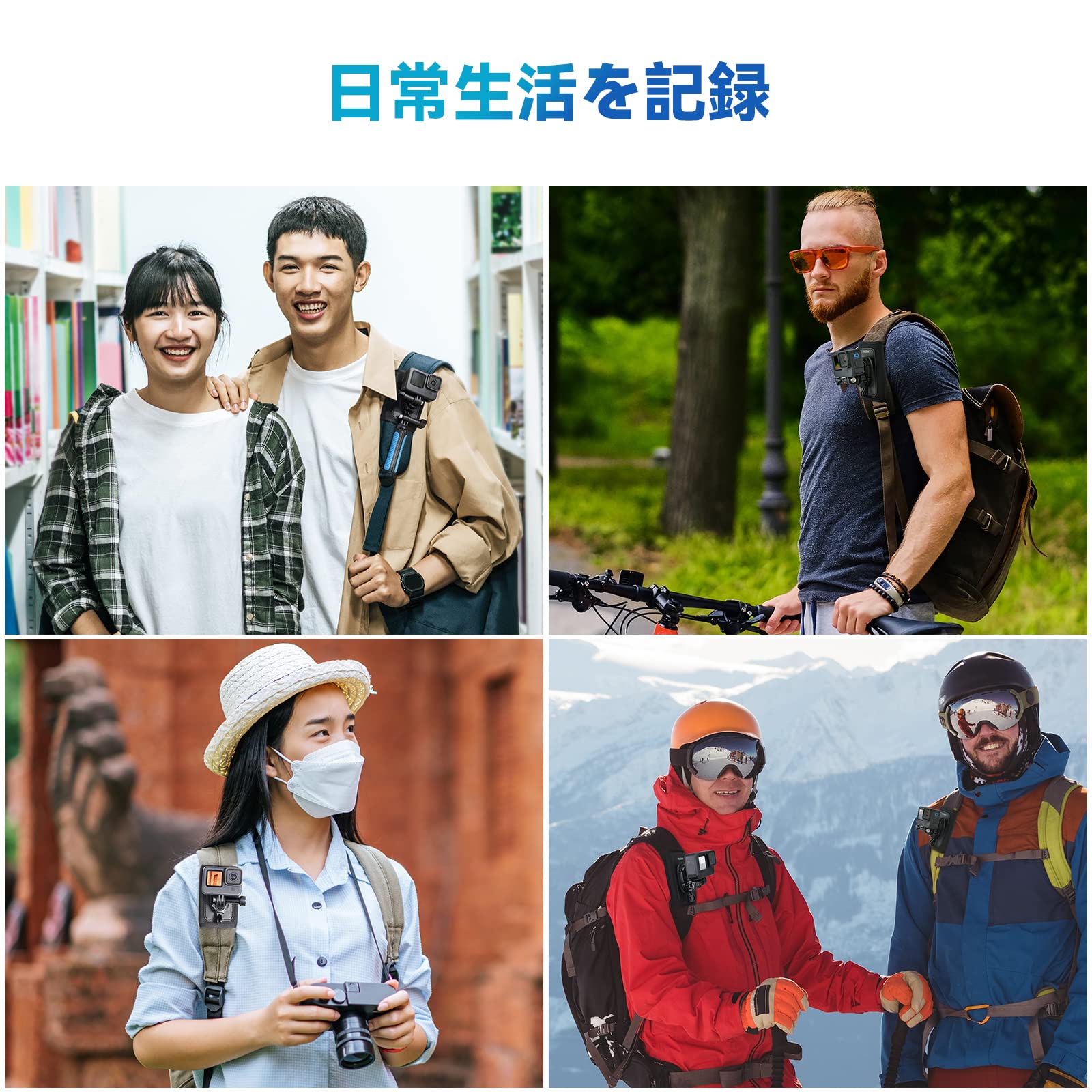 TELESIN Gopro用クリップマウント 360度回転 リュックマウント